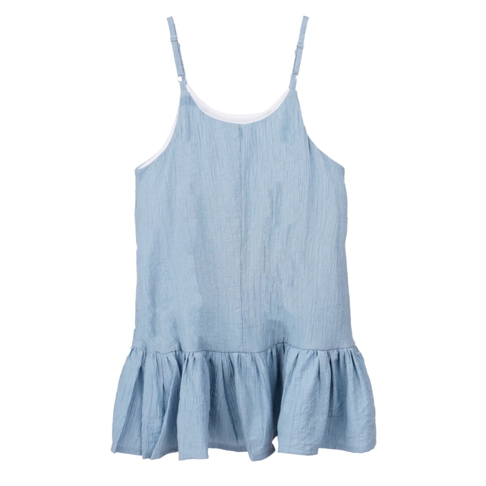 Little Girls Casual Summer Blue Cotton Cami Dress